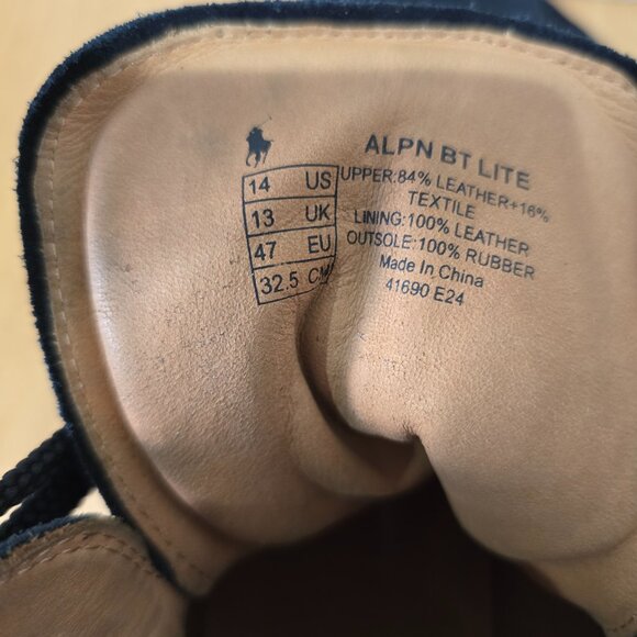 Polo Ralph Lauren‎ Men\'s Alpine Lite Suede Boots Black Size 14 New without Tags